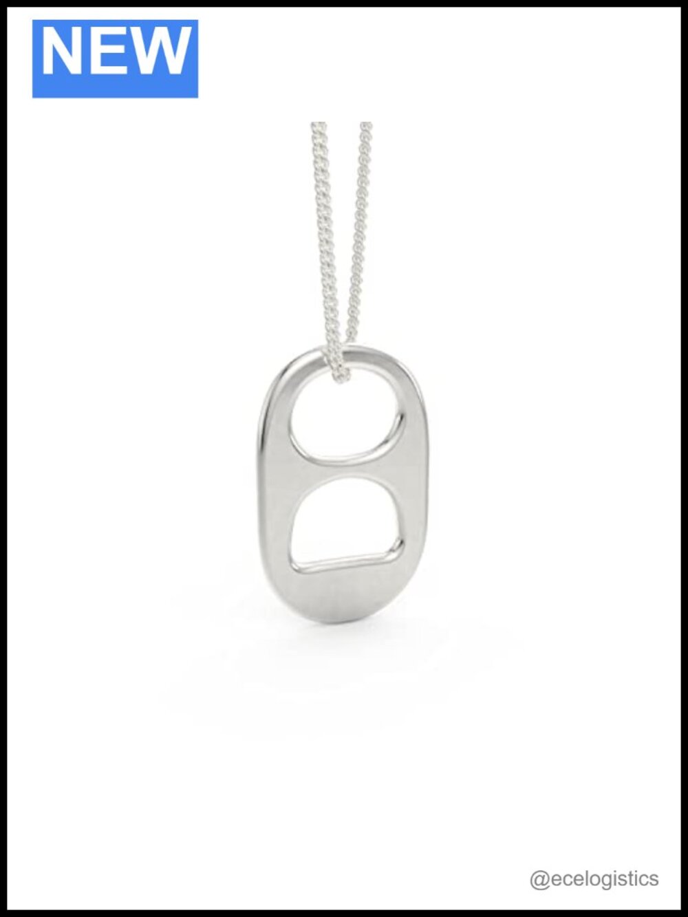 Sterling Silver Soda Tab Necklace Pop Tab Pendant 18 Inch Chain Gift Unisex